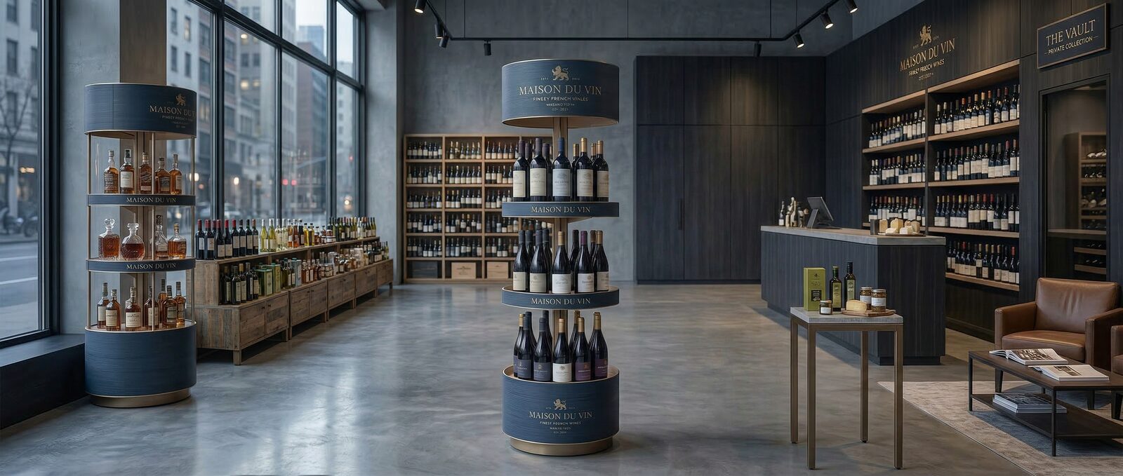 Expositores tienda de vinos